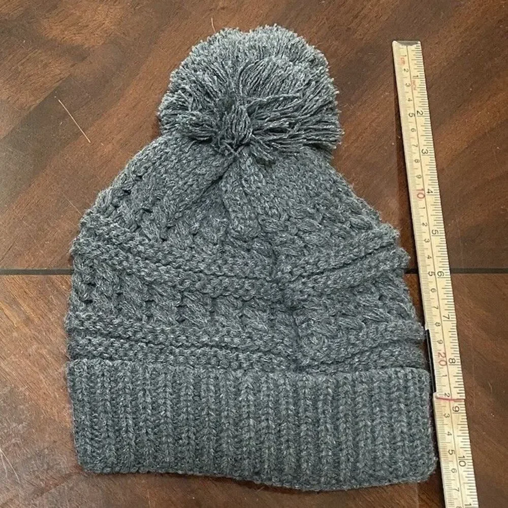 Chunky Knit Charcoal Grey Beanie & Scarf Set Fringe Cozycore Gorpcore Boho Snow